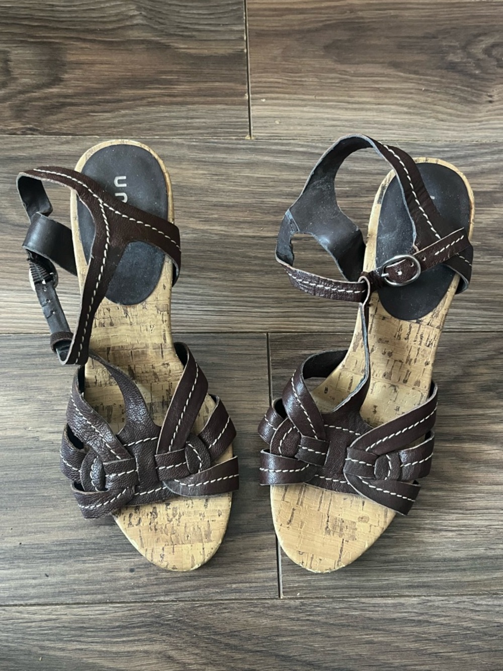 Unisa Dark Brown Braided Wedge Sandals